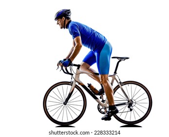 one cyclist road bicycle in silhouette on white background - Powered by Shutterstock