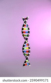 One DNA structure model on color background