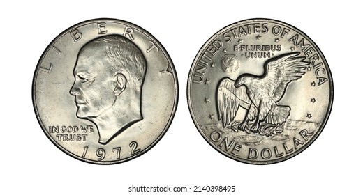 one dollar 1972 reverse and obverse on a white background