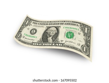One dollar banknote isolated on white background