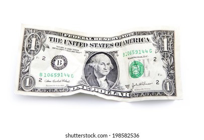 one dollar bill isolated on white background
