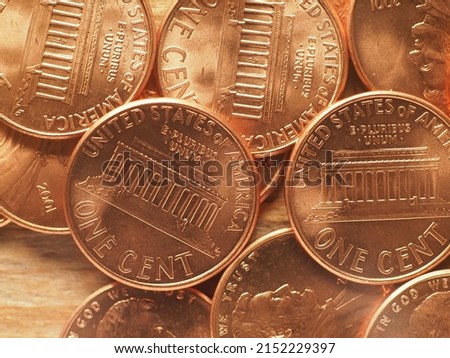 One dollar cent coins money (USD), currency of United States