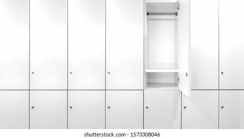 One Door Of Set Locker Opened With Empty In Exercise Bathroom