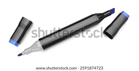 One double sided marker isolated on white, top view