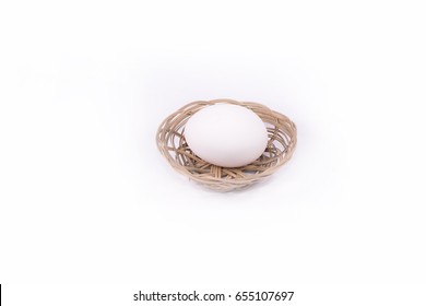 One Egg In The Basket On White Background