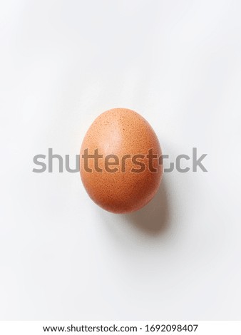 one egg on white background top view
