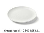 One empty ceramic plate isolated on white