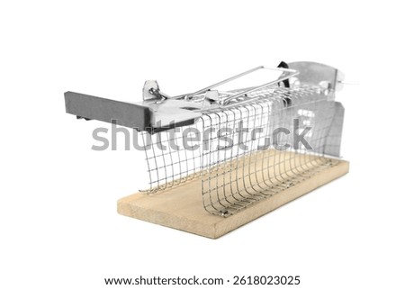 One empty mouse trap isolated on white
