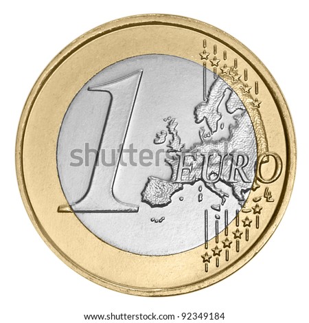 One euro coin on white