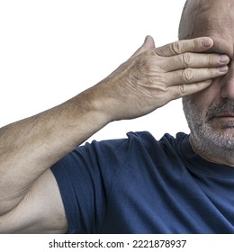 One Eye Covered With The Hand On A Transparent Background