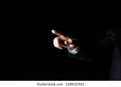 One Finger Pointing Important Infortmations. Hand Presenting Crutial Announcement. Man Showing Recent Updates. Executive Displaying Critical Messages. - Shutterstock ID 2189237931