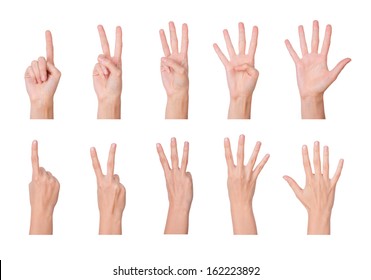 One to five fingers count signs isolated over white background