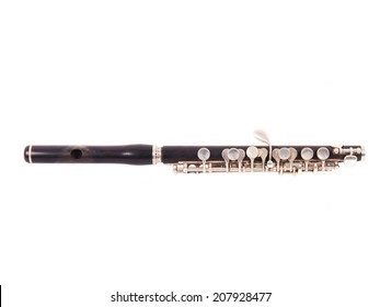 One Flute Piccolo On White Background