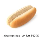 One fresh hot dog bun isolated on white