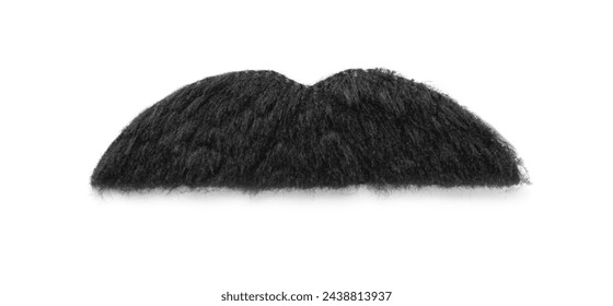 One funny fake mustache isolated on white, top view