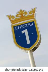 One Furlong Sign At Chester Racecourse. 