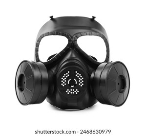 One gas mask isolated on white. Safety equipment