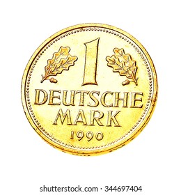 One German Gold Mark Isolated On White Background