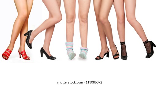 One Girl In Socks And Four Women In Shoes