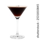 One glass of delicious espresso martini isolated on white