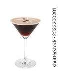 One glass of delicious espresso martini isolated on white