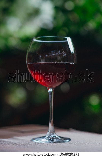 One Glass Red Wine On Table Stock Photo Edit Now 1068020291
