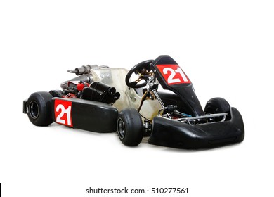 One Gocart Race Car With Number 21 Isolated On WhiÂ´te