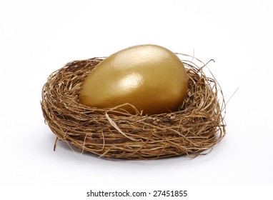 One Gold Egg In A Nest.Gold Investment.Take Care Business.