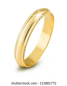 One Gold Ring On White Background