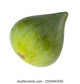 One Green Fig Isolated On White