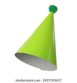 One green party hat isolated on white