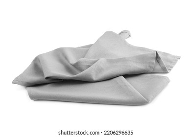 One grey kitchen napkin isolated on white - Shutterstock ID 2206296635