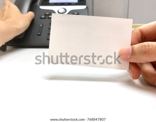 One Hand Hold Business Name Card Stock Photo Edit Now 768847807