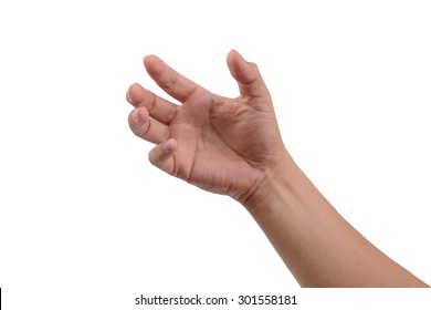One hand like holding something that's invisible on white background. - Shutterstock ID 301558181