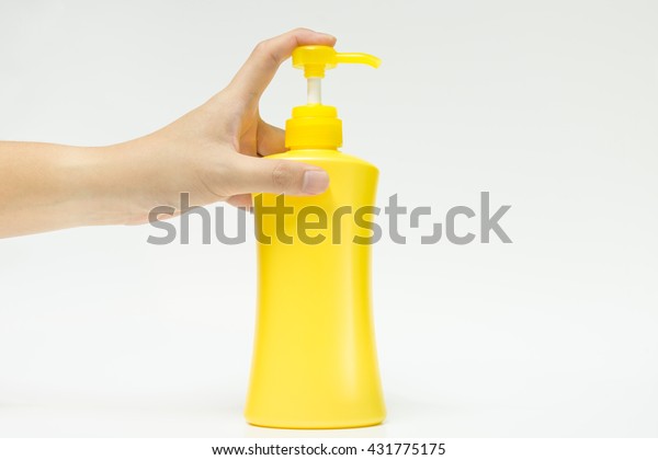 Download One Hand Using Yellow Pumping Bottle Objects Stock Image 431775175 Yellowimages Mockups