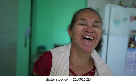 One Happy Senior Hispanic Woman A Latina South American Older Lady Laughing And Smiling Portrait Face