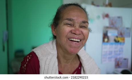 One Happy Senior Hispanic Woman A Latina South American Older Lady Laughing And Smiling Portrait Face