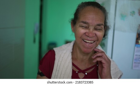 One Happy Senior Hispanic Woman A Latina South American Older Lady Laughing And Smiling Portrait Face