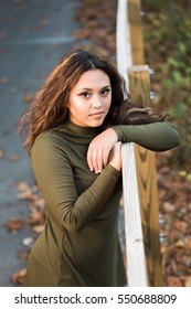 One Hawaiian Pacific Islander Girl Poses For High School Senior Portrait