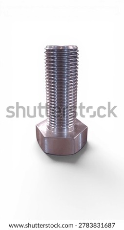 one hexagonal bolt on a white background