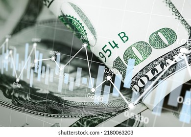 One Hundred Dollar Bills And Financial Charts Of The Exchange Rate