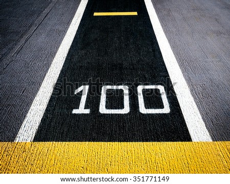 One hundred meters, runway on an aircraft carrier (abstract meaning apply for one hundred%, sure, confirm, complete, success)