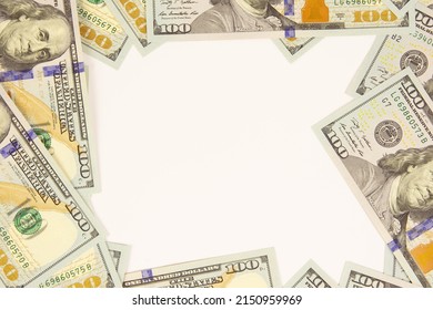 One Hundred US Dollars Money. Frame. Place For Text