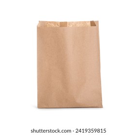 One kraft paper bag isolated on white