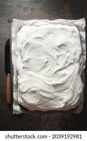 One Layer Cake With Coconut And Whipped Cream