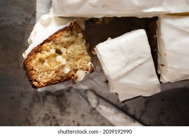 One Layer Cake With Coconut And Whipped Cream