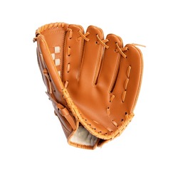 One Leather Baseball Glove Isolated On White