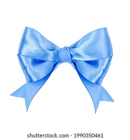 One Light Blue Bow On White Isolated Background