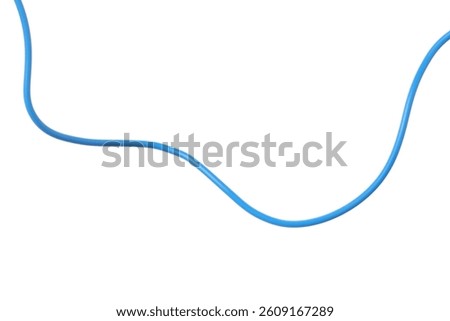 One light blue electrical wire isolated on white