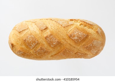 One Loaf Of Bread, Not White. View From Above. Pastry Flour